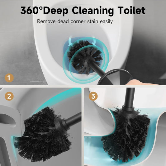 Bronze Toilet Brush and Holder,Extra Long Handled Toilet Brush for Bathroom,Stainless Steel Heavy Duty Toilet Bowl Brush,Deep Cleaning Modern Toilet Cleaner Brush -Space Saving, Covered Brush, Durable