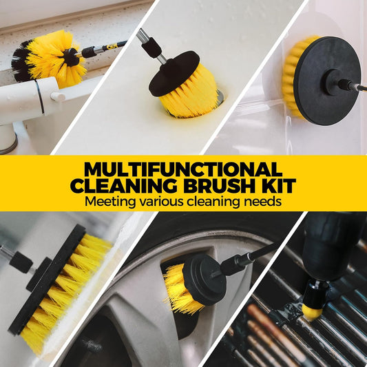Holikme 30Pack Drill Brush Attachments Set,Scrub Pads & Sponge, Power Scrubber Brush with Extend Long Attachment All Purpose Clean for Grout, Tiles, Sinks, Car Polishing Pads,Bristle Discs