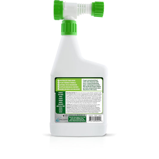 OdoBan Outdoor and Yard Odor Eliminator, Plant-Friendly Formula, Made in the USA, Clean Fresh Scent, 32 Fluid Ounce Bottle with Hose End Sprayer