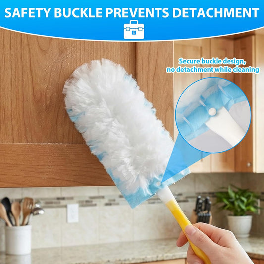 30 Count Duster Refill for Swiffer Duster with 1 Handle - 360° Multi-Surface Larger Size Feather Dusters, Disposable Duster Kit for Cleaning Home, Furniture, Blinds and Ceiling Fans
