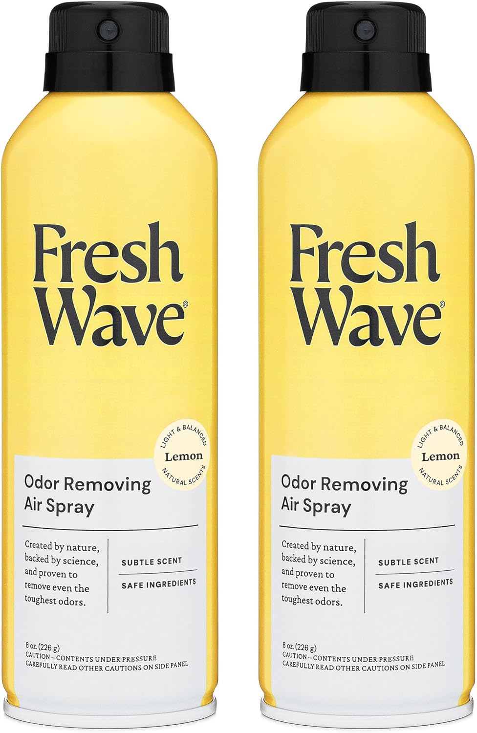 Fresh Wave Lemon Odor Eliminator Spray & Air Freshener, 8 oz. | Pack of 2 | Non-Aerosol, Fine Mist | Safer Odor Relief | Natural Plant-Based Odor Eliminator | For Furniture, Fabrics & Trash