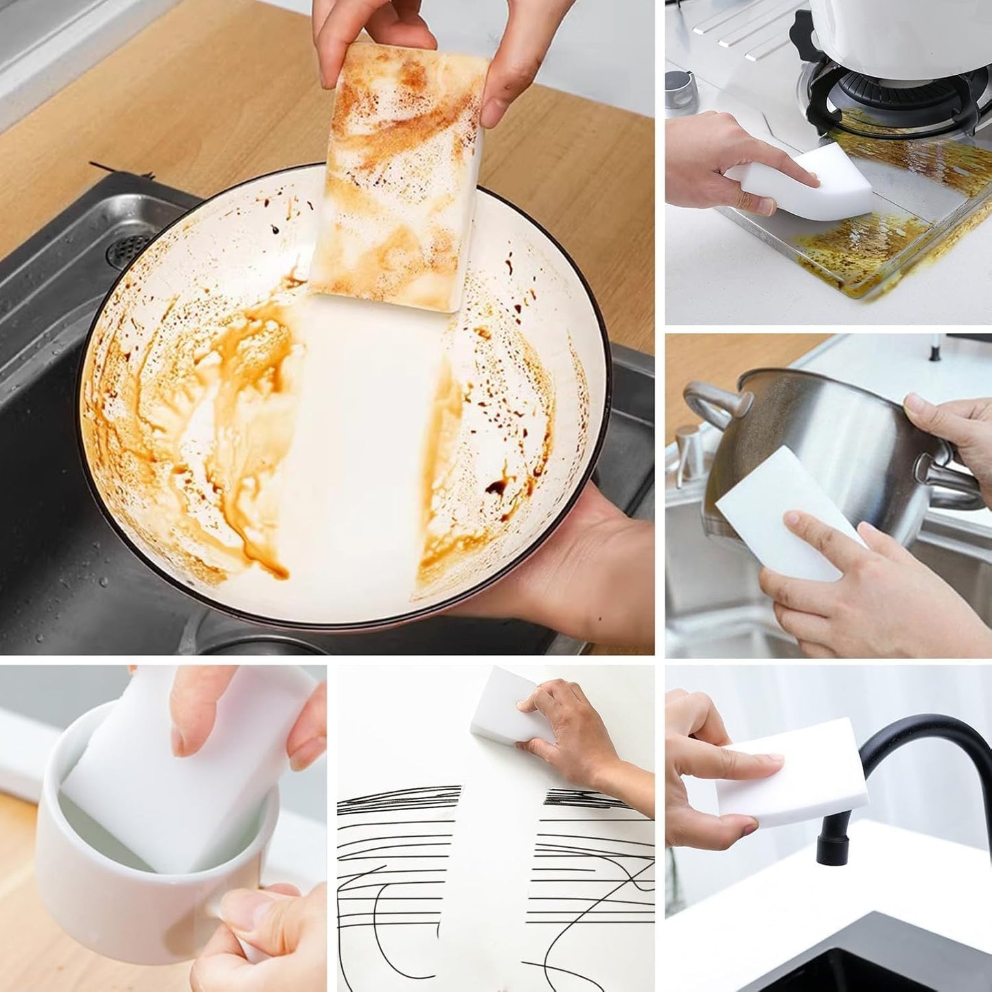 SmilePowo 50 Pack Magic Cleaning Sponges Eraser,Multi-Functional Premium Melamine Sponge Foam Cleaning Pads,Dish,Household Cleaning Scrub Sponge for Kitchen,Furniture,Bathroom