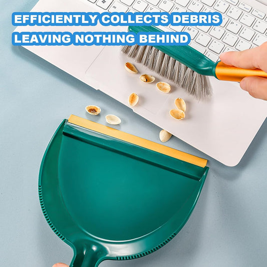 Small Broom with Dustpan Combo Set Mini Broom and Brush Set Hand Sweeper for Cleaning Desk Office Kitchen Pet Nest (White)