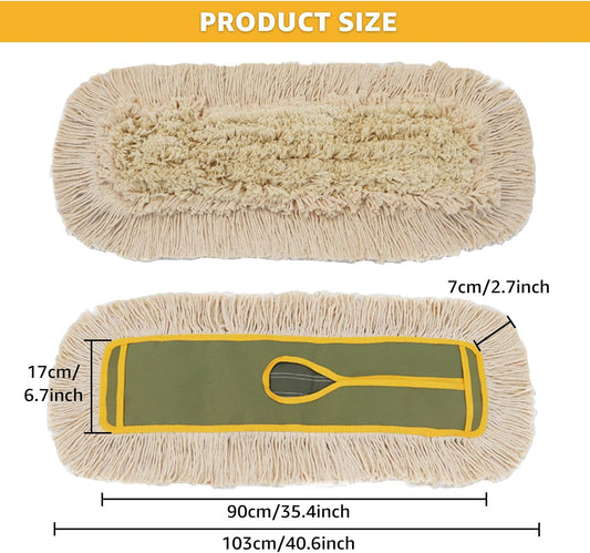 YAYODS 3 Pack Dust Mop Replacement Head, 36'' Dust Mops for Floor Cleaning Replacement Reusable Industrial Cotton Dust Mop Refill for Hardwood Floors, Ceramic, Marble, Tile