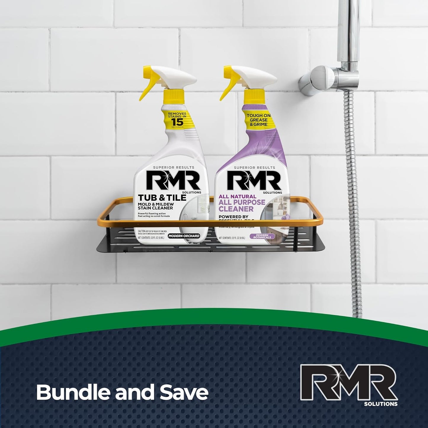 RMR Surface Saver System – Tub & Tile Stain Remover + All Natural All Purpose Cleaner, 2-Step Bathroom & Surface Cleaning Bundle for Tile, Grout, Shower, Tub, Counters & More, 2–32 Oz Bottles