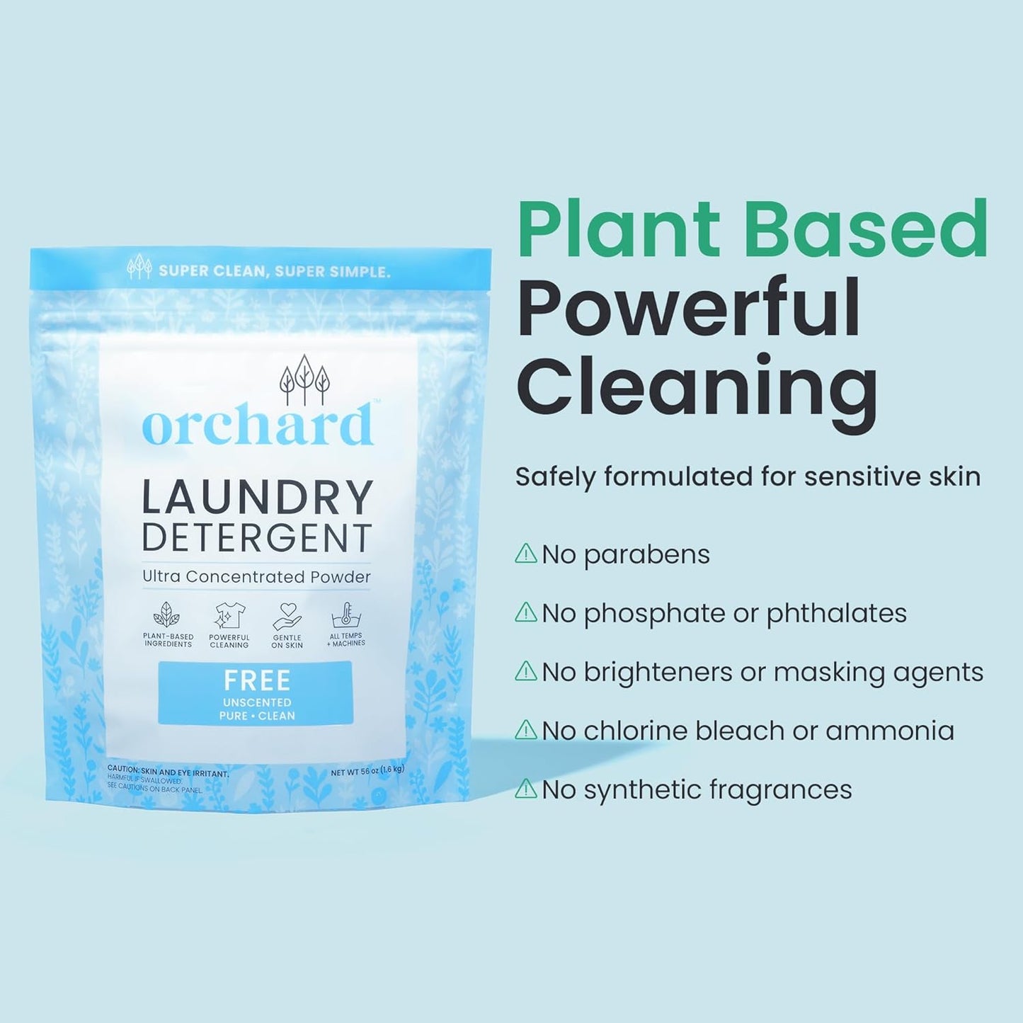 Orchard Laundry Detergent Powder Natural Deep Cleaning Laundry Powder for Sensitive Skin - Lavender Chamomile - Plant Based Effective Ingredients - 90 Loads - Enzyme-Powered, Eco Friendly Detergent