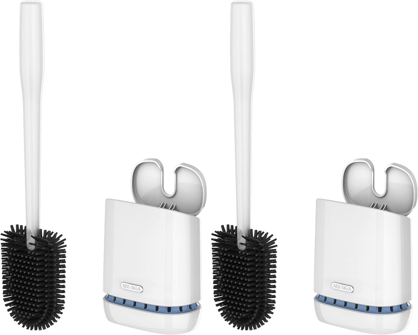 MR.SIGA Toilet Bowl Brush and Holder, Durable and Flexible Bristles, Wall Mounted Toilet Brush for Bathroom Cleaning, Black, 1 Pack
