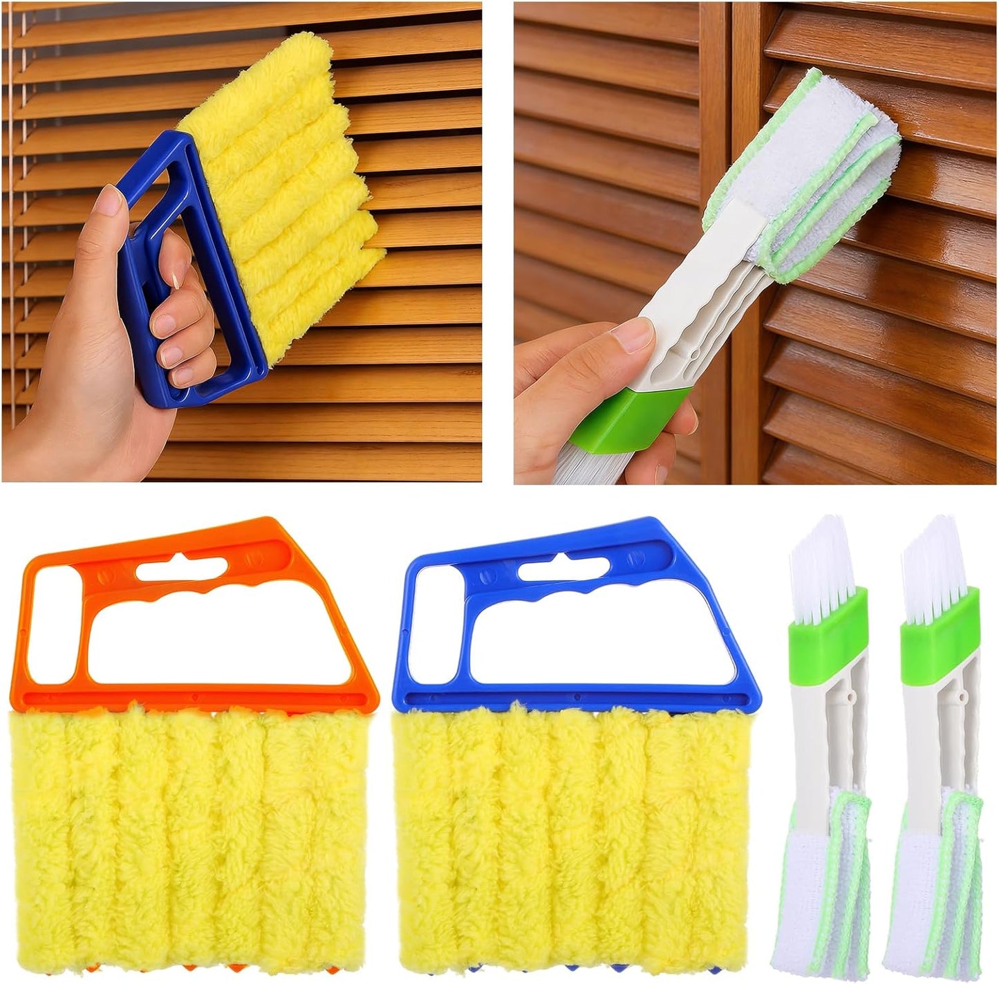 4PC Washable 7 Fingers Blinds Cleaner Tool - Blind Cleaner Duster Tool for Window Shutters Air Vents AC with 4 Cloth Covers