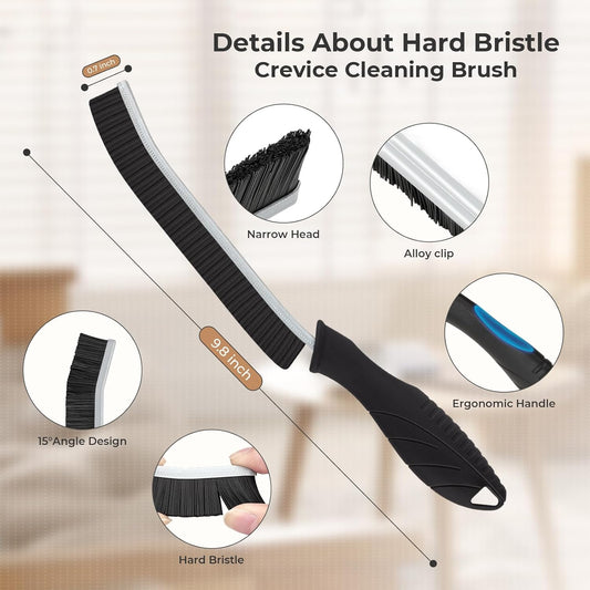TQRR Cleaning Brush-Hard Crevice Cleaning Brushes, Multifunctional Window Groove Brushes, Grout Brush, Cleaning Tool for Bathroom, Kitchen, Toilet, Tile, Sink, Home (6, Black)