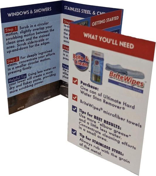Brite & Clean® Spotless Shower Doors® Kit for Hard Water Stain Removal on Glass, Shower Doors & Windows – Removes Mineral Deposits from Granite, Porcelain, Tile, Stainless Steel & Chrome too
