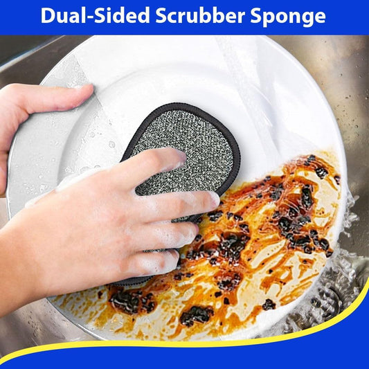12 Pack Multi-Purpose Scrub Sponges for Kitchen by SmilePowo Non-Scratch Microfiber Sponge Along with Heavy Duty Scouring Power - Effortless Cleaning of Dishes, Pots and Pans