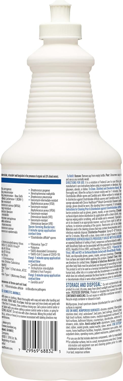 Clorox Healthcare Bleach Germicidal Cleaner Pull-Top, 32 Fluid Ounces (Package May Vary)
