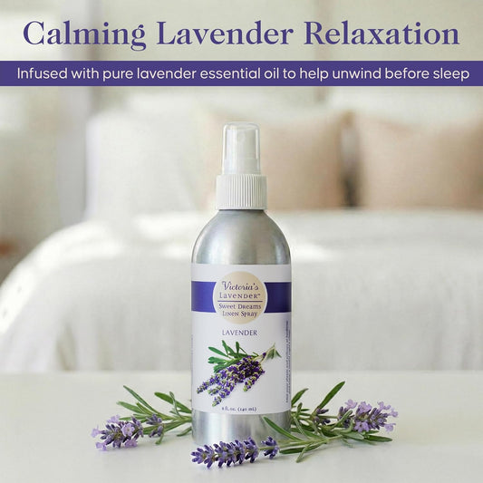 Victoria's Lavender Linen Spray - Aromatherapy Pillow Mist & Linen Spray for Bedding, Soothing Lavender Essential Oil Pure Blend for Bed & Pillows, Relaxing, Handmade in Oregon, Made in USA (8 oz)