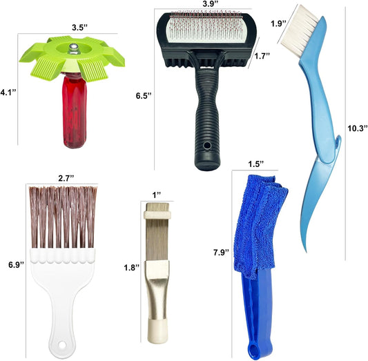 6-Piece Air Conditioner Fin Cleaning Kit HVAC Coil Cleaning Tool Set with Fin Comb Straightener Dual-Sided Microfiber Brushes Deep Cleaning Maintenance for AC Radiator, Vents, Evaporator Coils
