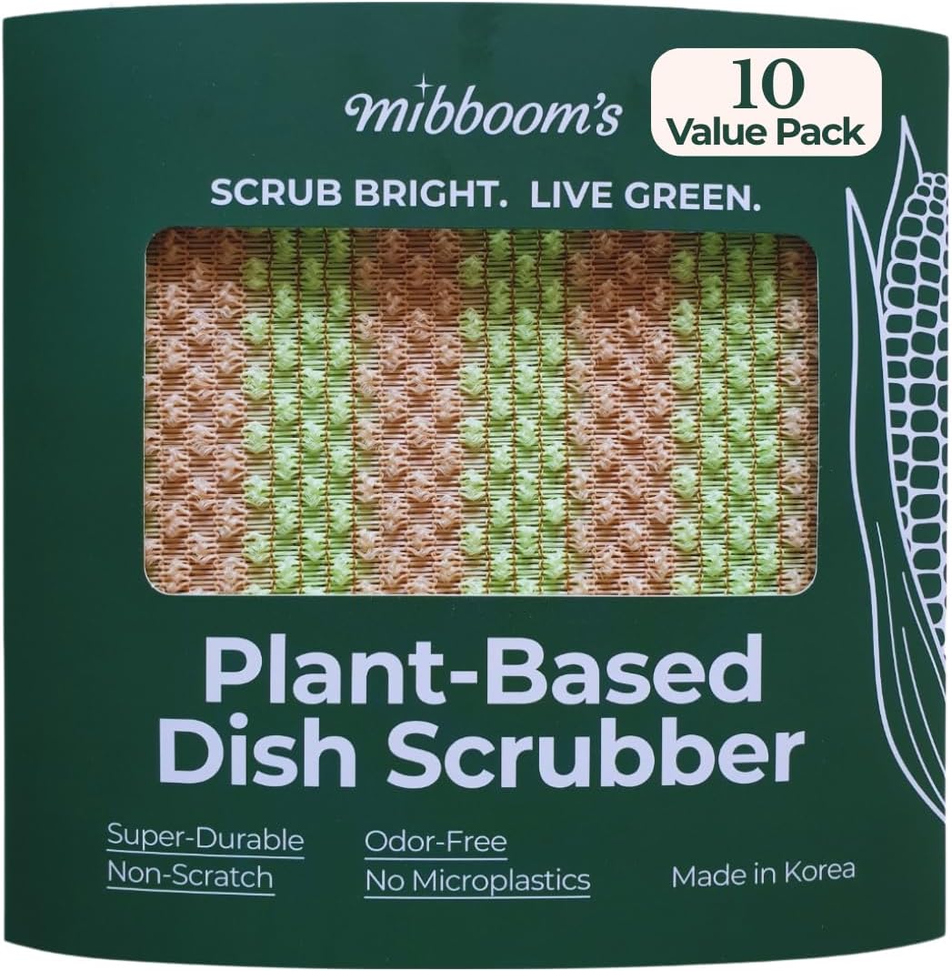 mibboom's Dish Scrubbers – Non-Scratch, Reusable Kitchen Sponges for All-Purpose Cleaning, Made in Korea, 4 Pack (7.6 x 7.4 in)