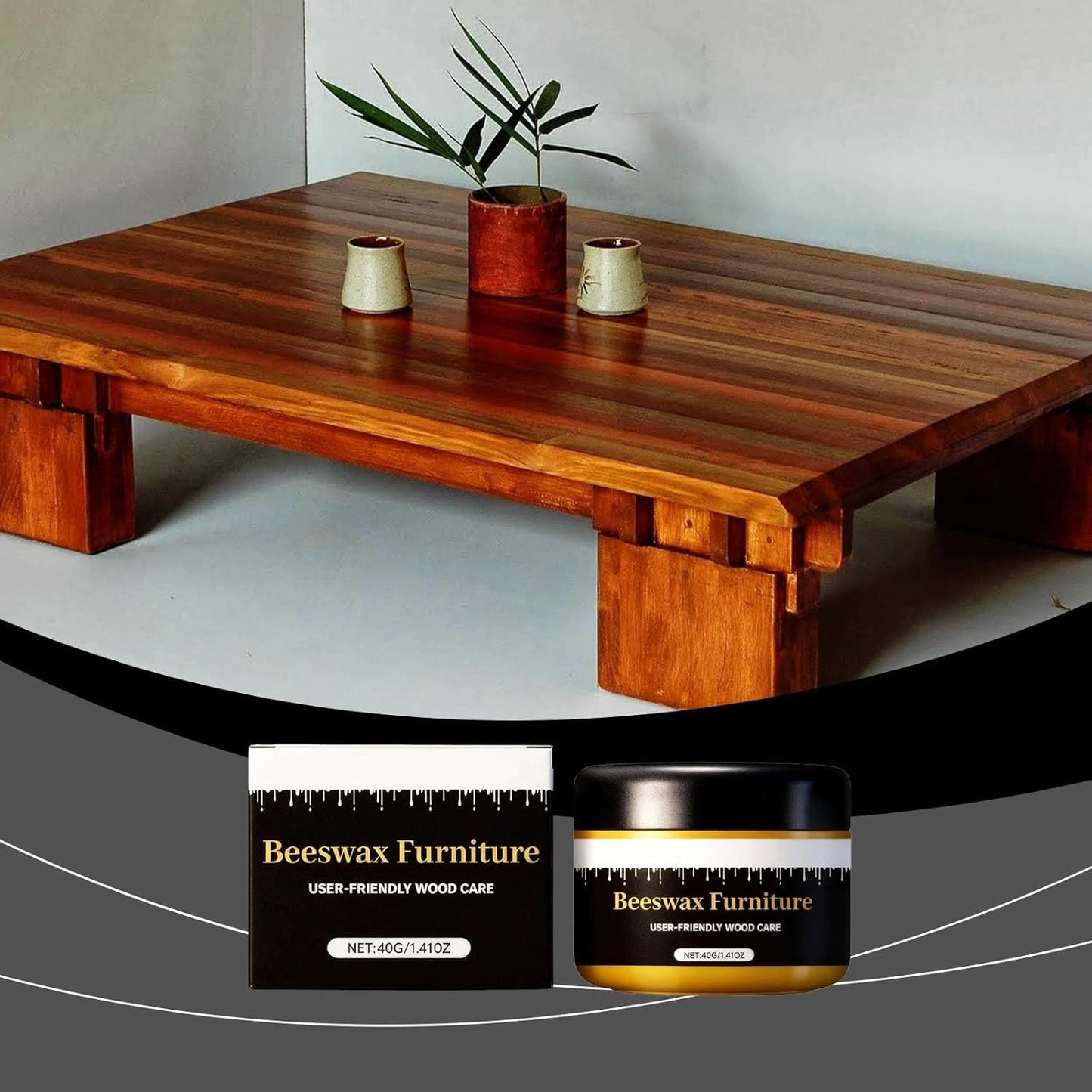 Beeswax Gleam Furniture Polish, Wood Furniture Renovation, Cleans, Polishes & Restores Shine, Waterproof, Natural Beeswax For Chairs, Cabinets, Tables Etc Wooden Furnitures(2PC)