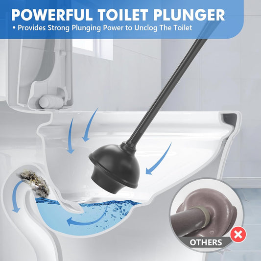 LOVLOY Toilet Plunger and Brush, Bowl Brush and Heavy Duty Toilet Plunger Set with Ventilated Holder, 2-in-1 Toilet Brush and Plunger Combo for Bathroom Cleaning (2, White)