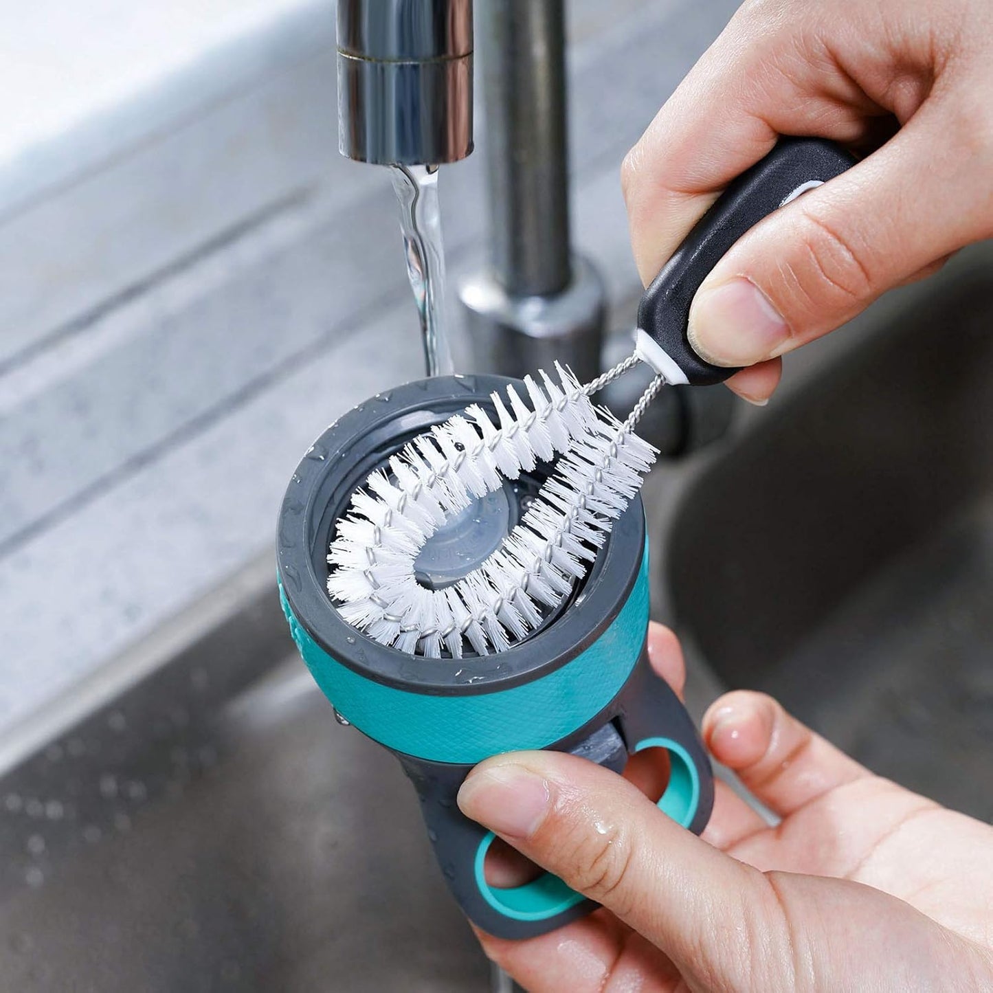 MOSOLAN 3-in-1 Water Bottle Cleaning Brush Set - Long Handle Scrubbing Brush for Tumbler, Straw, Baby Bottles, Drinking Glasses, White