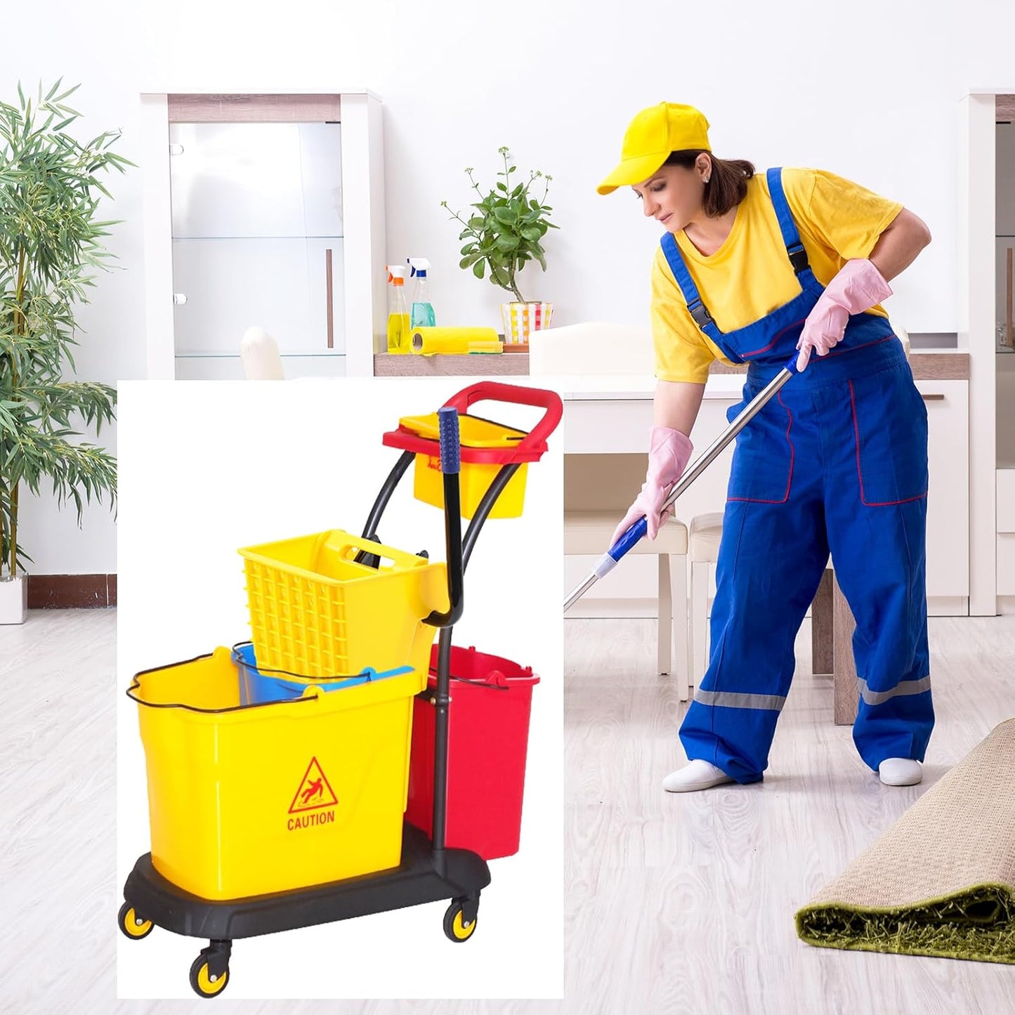 Sasylvia Yellow Mop Wringer Replacement Down Press Mop Bucket Wringer Industrial Cleaning Accessories for Commercial Floor Mopping Buckets Restaurant Supplies, 26quart or 33 Quart(Down Press)