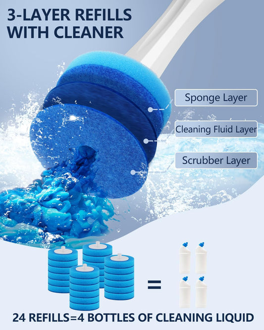 Electric Toilet Brush and Holder Set, Leebein 8 in 1 Electric Toilet Bowl Cleaning Kit with 8 Replaceable Brushes, Hard Nylon Brush and Soft Silicone Brush, 6 Refills Disposable Cleaner Brush
