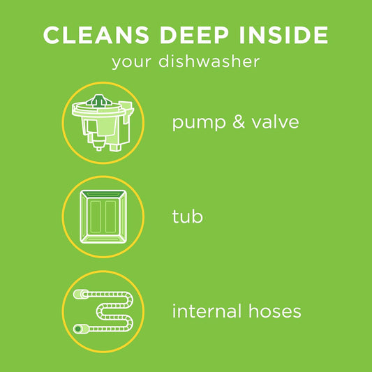 Affresh Dishwasher Cleaner, Helps Power Away Odor Causing Bacteria, Limescale, Mineral Deposits & Grime Inside Pump, Tub & Hoses, 12 Tablets, 1 Year Supply