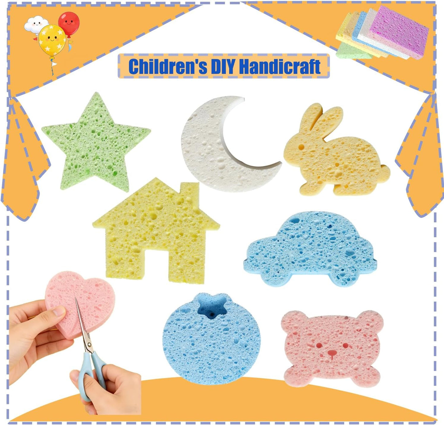 12 Pack Natural Cellulose Sponges,Kitchen Sponges, Dishwashing Sponges, Car Washing Sponge, Color Sponge Suitable for Kitchen and Bathroom,Car,Household, Children's Fun Cutting DIY.