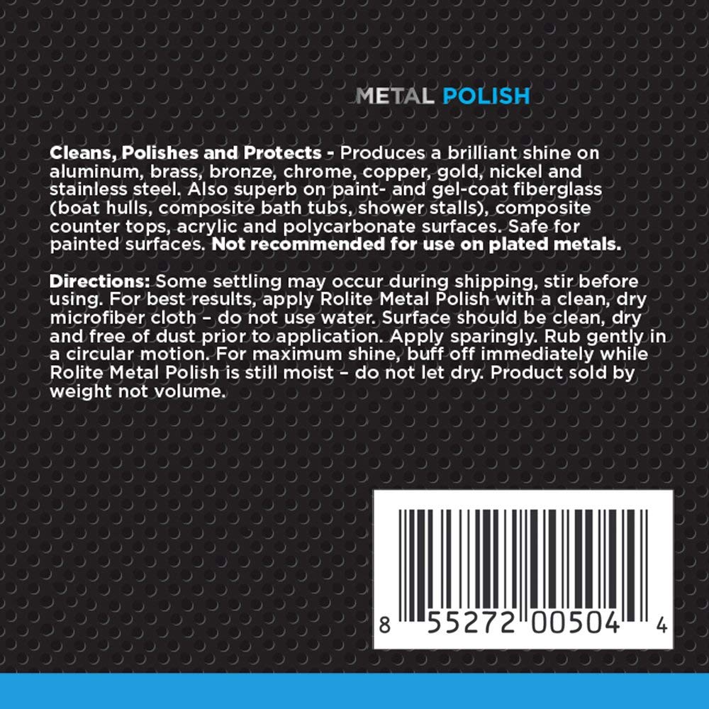 Rolite Metal Polish Paste, 4.5 oz, Industrial Strength Scratch Remover & Cleaner for Aluminum, Chrome, Stainless Steel, Restores Shine to All Metals, Heavy-Duty Polishing Paste