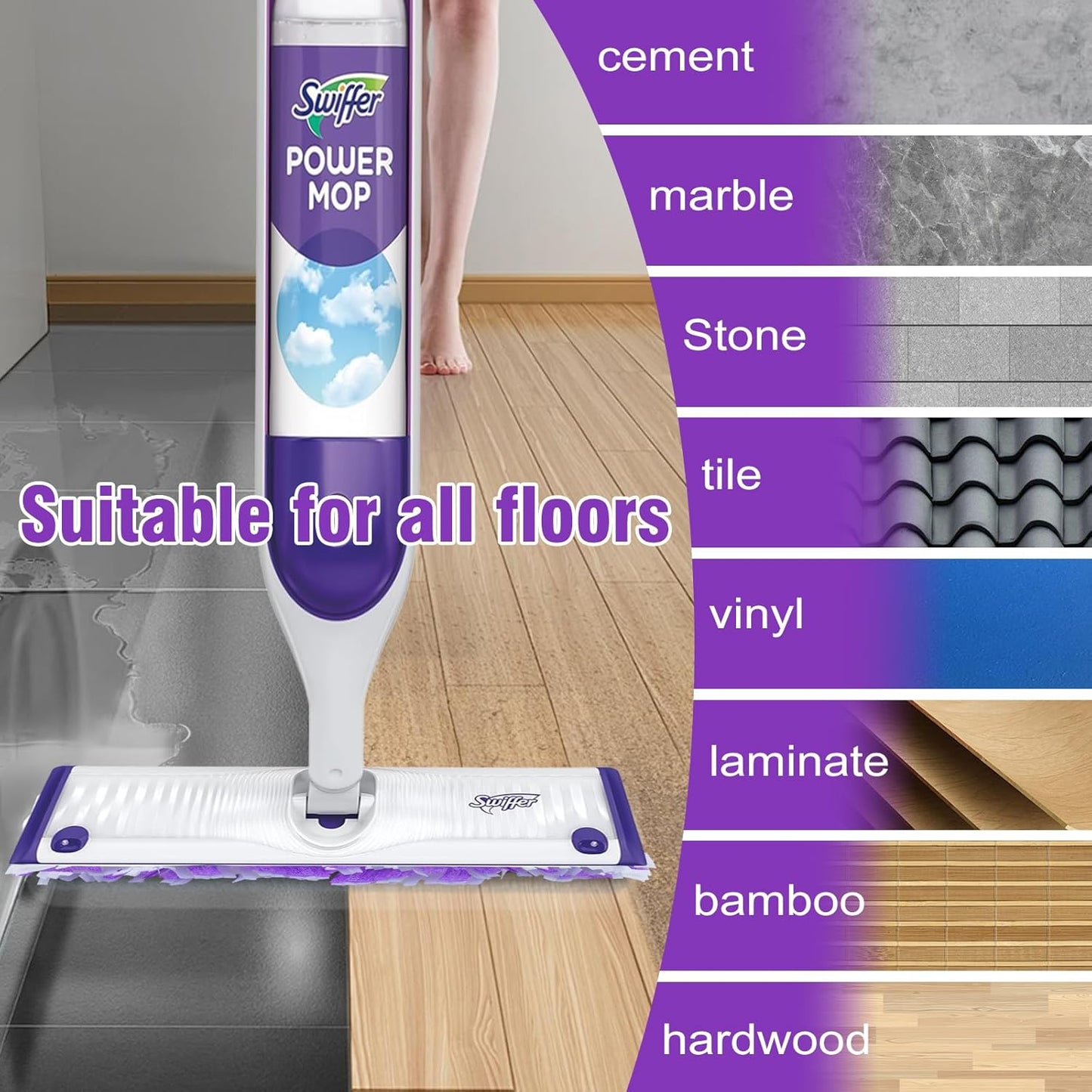 24 Pack Power Mop Refills Pads for Swiffer PowerMop,Swifter Wet Pads Refill for Swiffer,Unscented&Thickened Mopping Pads Replacement Pads for Multi-Surface &Wood Floor Cleaning