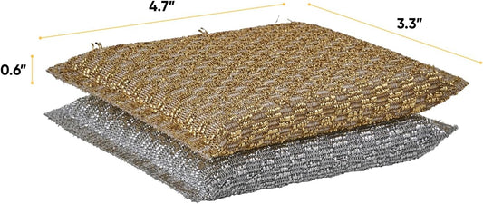 Kitchen Sponge Scrubber, Heavy Duty, Hand Friendly Scouring Sponge for Sink, Pot, Dish Washing Scrubber Non-Scratch, Kosher Sponge, by Superio (Silver-Gold)