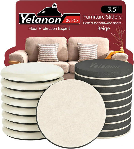 Yelanon Pro-Grade Furniture Sliders for Hardwood, Tile, Vinyl & Carpet – Heavy Duty Floor Protectors for Furniture – Essential Moving Tools for Cleaners, Offices, and Event Setup