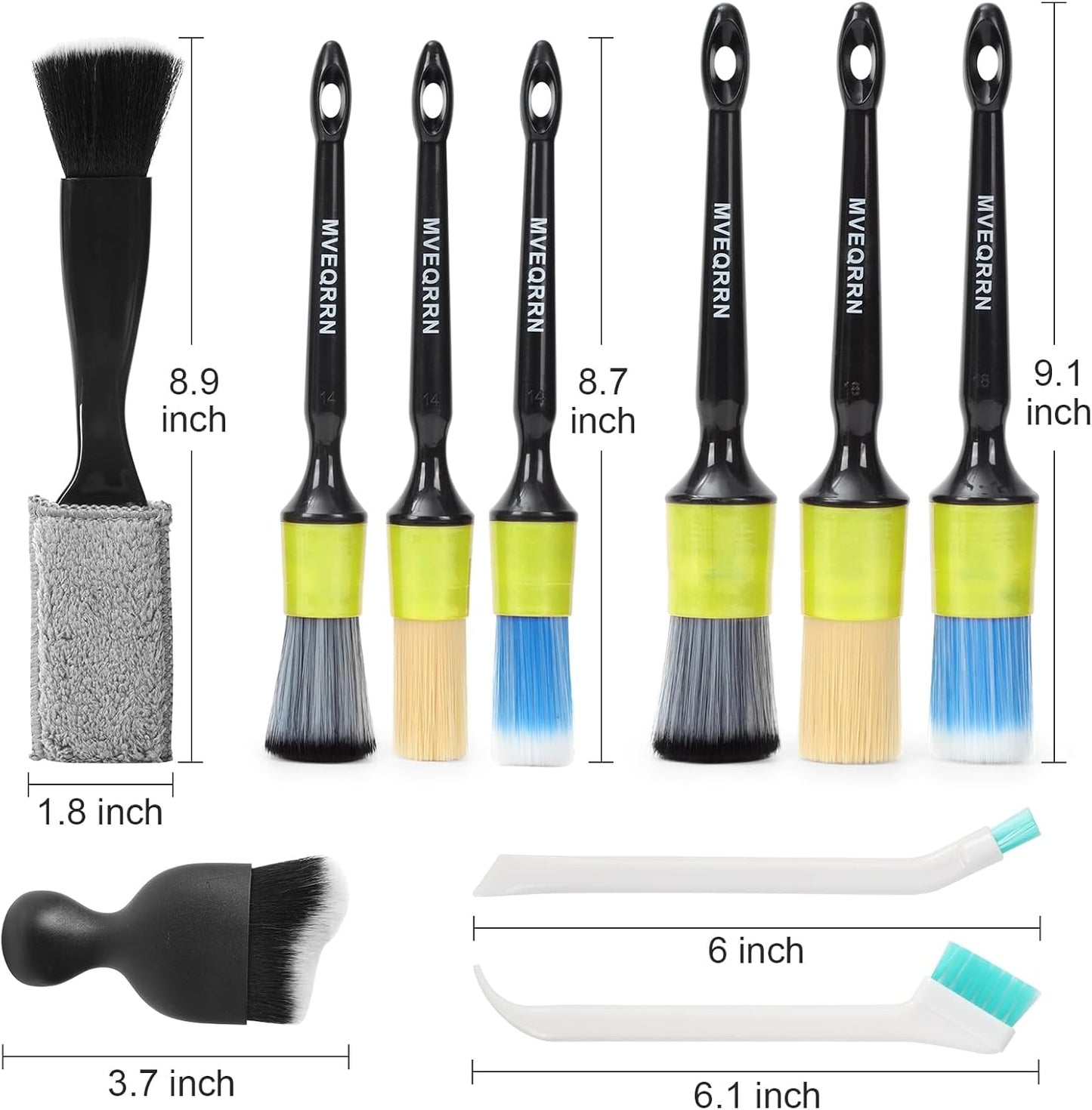 10PCS Car Detailing Brush Set,Boars Hair Car Cleaning Detail Brush kit,Ultra Soft No Scratch Car Dust Brush,Car Interior Detailing Brushes Kit,Detail Brushes Car Detailing for Interior Exterior(gold)