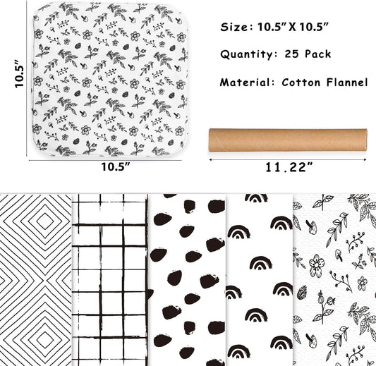 25 Pack Reusable Paper Towels, Paperless Towels Roll Washable Cotton Cloth for Kitchen Towels Zero Waste Products Alternative Paper Towels Alternative (Bohemian)