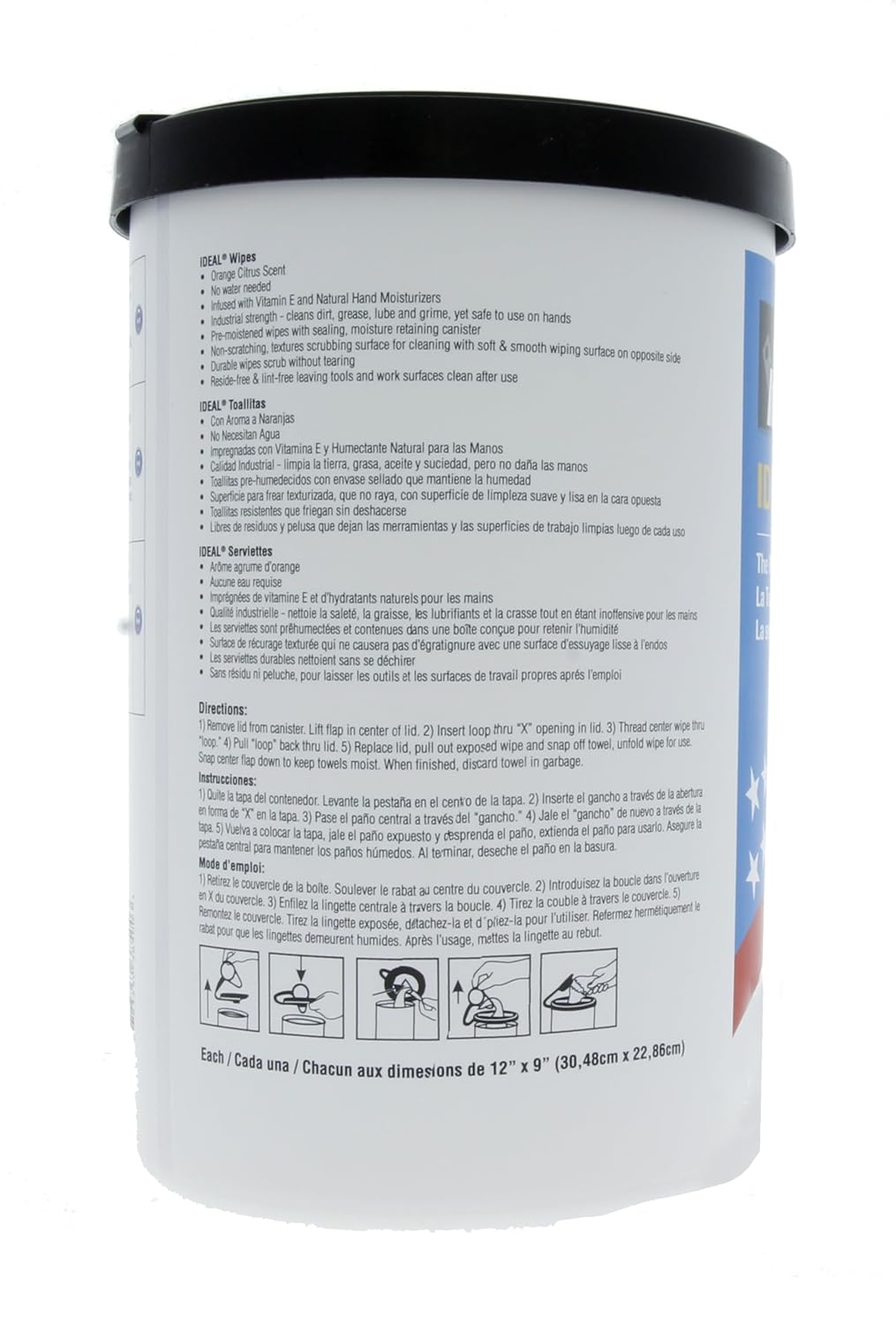 IDEAL® Eletrical Cleaning Wipes (82 Wipes) – Heavy-Duty Pre-Moistened Jobsite Towels for Tools, Surfaces & Hands, Dual-Sided Scrub & Smooth, Removes Grease, Dirt & Grime, Citrus Scent (38-500)