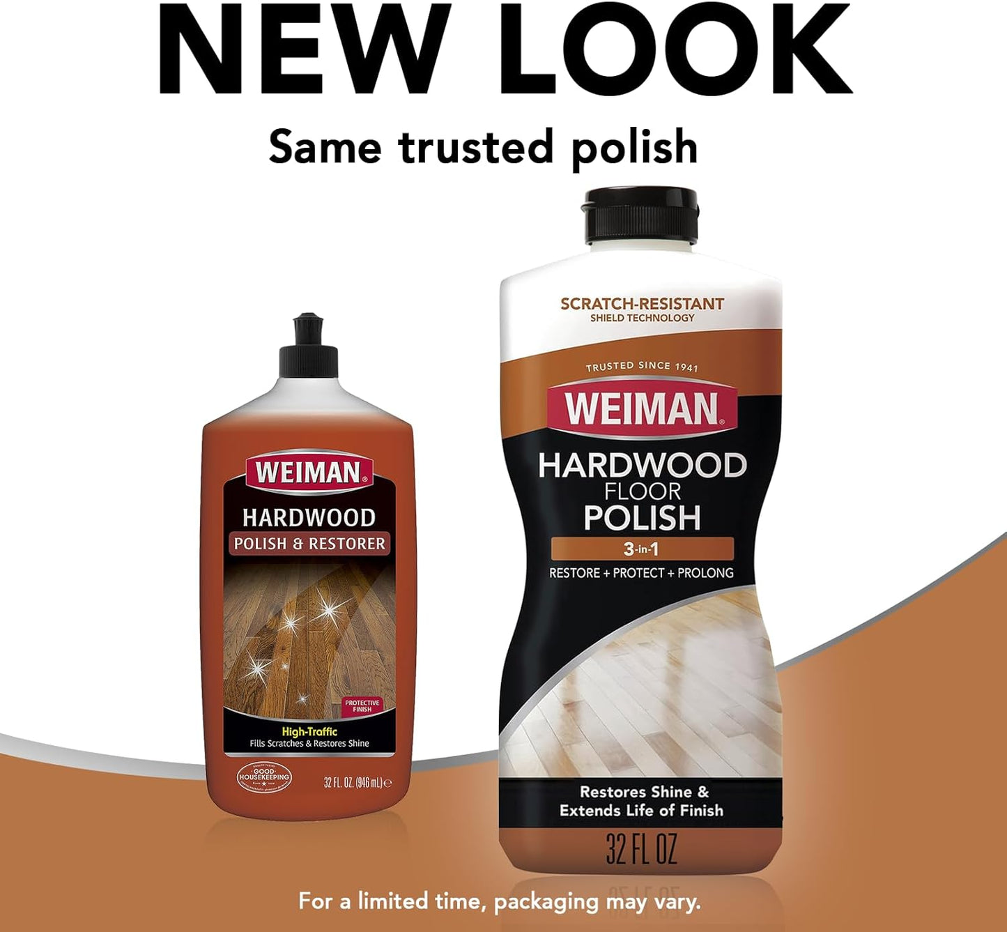 Weiman Wood Floor Polish and Restorer - 32 Ounce - High-Traffic Hardwood Floor, Natural Shine, Removes Scratches, Leaves Protective Layer, Packaging May Vary