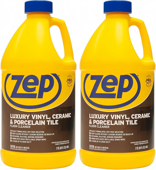 Zep Luxury Vinyl, Ceramic and Porcelain Floor Cleaner - 64 oz. ZULVCP64 Safe for Grout, Pro Formula