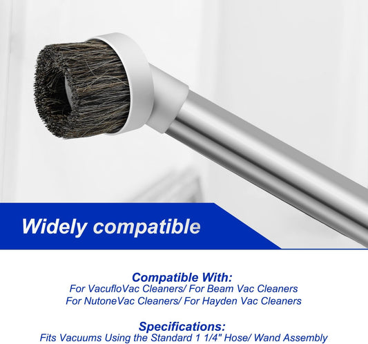 Replacement Central Vacuum Round Dusting Brush 1 1/4" Attachment Vacuum Tool for Vacuflo for Beam for Nutone for Hayden Models