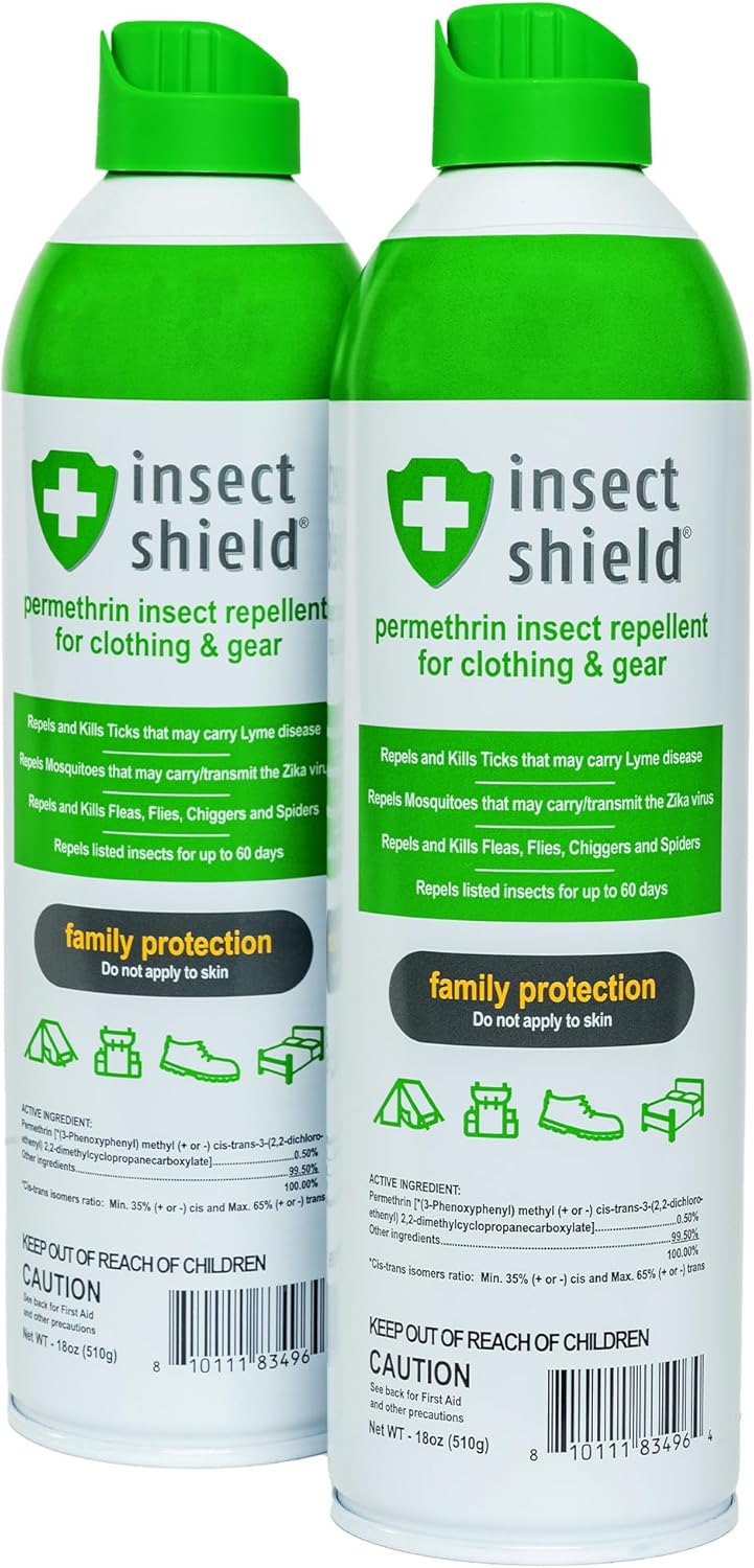 Insect Shield Premium Permethrin Spray - Tick, Flea, Fly, Mosquito, Chigger, Spider & Bed Bug Repellent for Clothing, Gear, Furniture, & Tents, Last up to 60 Days, Clear, 6 Oz Aerosol