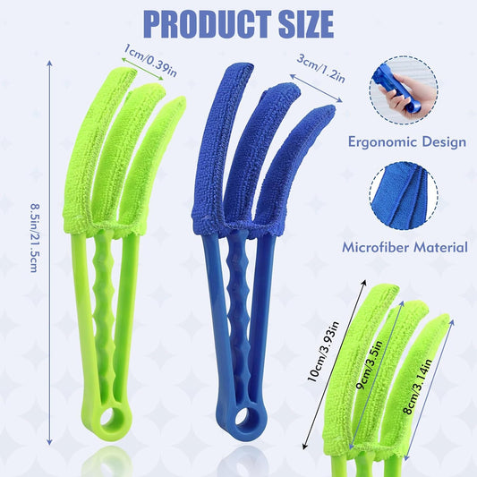 2 Pcs Blind Cleaner Duster Tool, Window Blind Duster Brush with 6 Microfiber Sleeves, Blinds Cleaner Tool for Window Blinds, Car Air Condition, Exhaust Vent