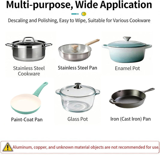 Kitchenware Stain Cleaner, Strong Descaling, Multi-purpose Oil Stain Remover, Pot Pan Bottom Cleaning Paste,Powerful Kitchenware Cleaner, Cooktop Pot Cleaner Effortless for Burned Cookware (150g) (1)