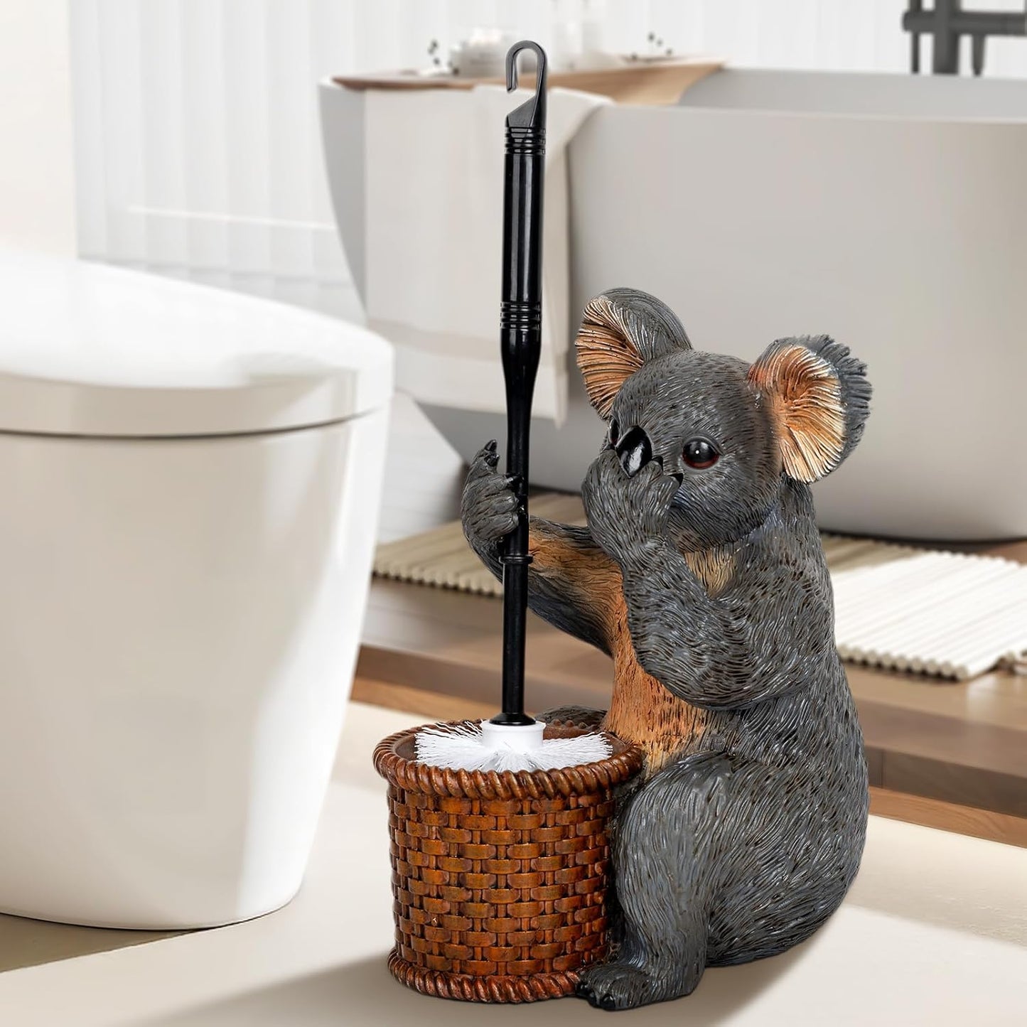 Toilet Brush Holder Set for Bathroom Super Cute Dog Base Solidly Toilet Bowl Brush and Holder Flexible and Durable Style Stylish Toilet Cleaner Brush Saving Storage Space Toilet Brushes for Bathroom
