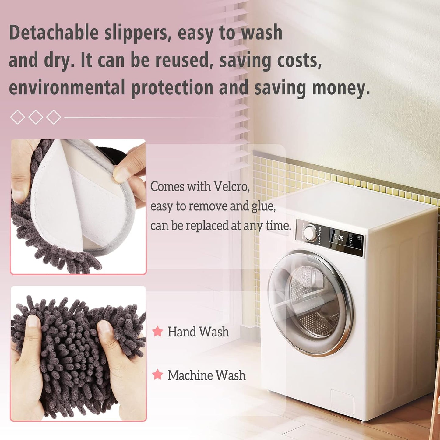 Cartoon Dog Mop Slippers Microfiber Clean Dusting Slippers Detachable Mopping Shoes for Office Home Room (Khaki)