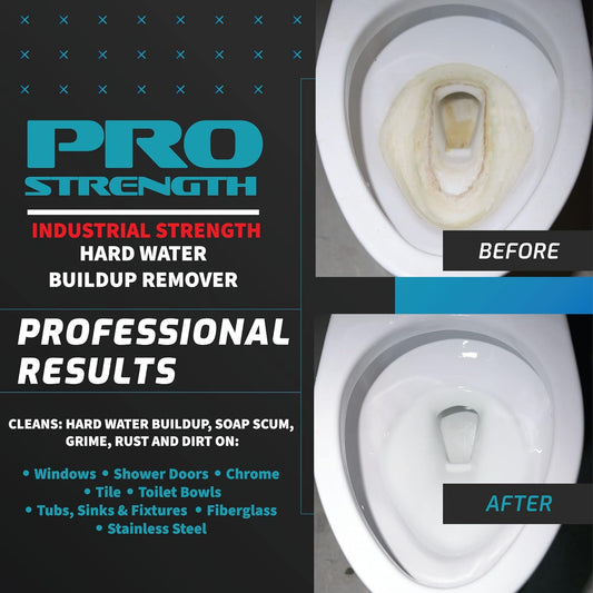 Pro-Strength Hard Water Stain Remover, Industrial Strength Hard Water, Mineral, Rust & Soap Scum Remover, 35 oz Bottle