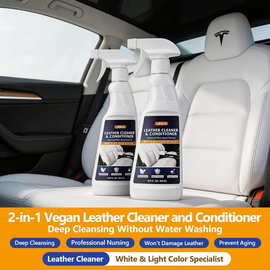 LISRUX Leather Cleaner and Conditioner Kit-2×18oz, Leather Cleaner for Car Seats, Furniture, Couches, Shoes & Boots, pH-Balanced, Restores & Protects All Leather For Natural, Synthetic, Faux, Pleather