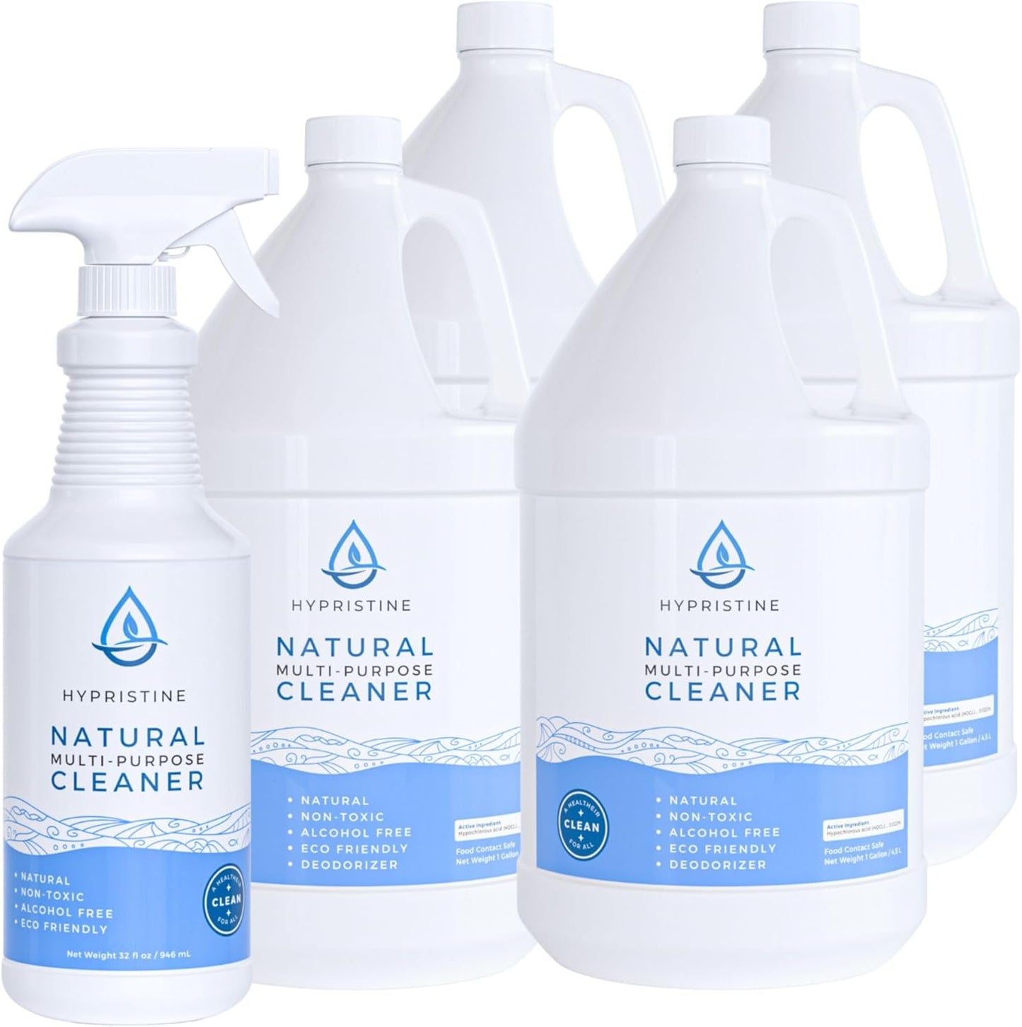 HYPRISTINE PURE Hypochlorous Acid Spray, Multi-Purpose Cleaner, Superior Shelf Life, 0% Bleach, 0% Alcohol, Food Contact Safe, Eliminate Non-Living Allergens, Remove Pet Odor, Clean Any Surface