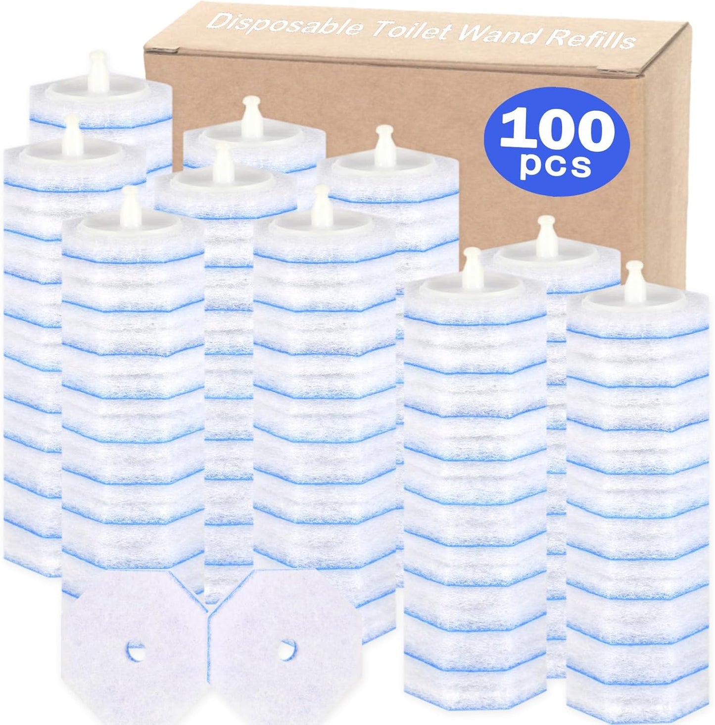 60 Count Disposable Toilet Wand Refills for Toilet Wand, 5X Cleaning Power Scrubber Refill, Bathroom Cleaning Supplies, No Falling Apart, Fresh Fragrance