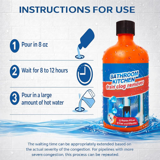 Drain Clog Remover, Liquid Plumber Drain Cleaner, Sink Cleaner, Pipe Cleaners for Shower or Sink Drains, Professional Toilet Unclogs and Removes Hair, Blockage (2 pcs)