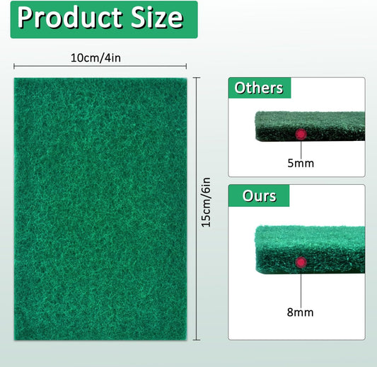 CONLI 100 PCS Scouring Pad Reusable Household Green Scrubbing Pads for Cleaning, Multipurpose 6" x 4" Non Scratch Scrubbing Pads for Kitchen Dishes Pan Metal Grills