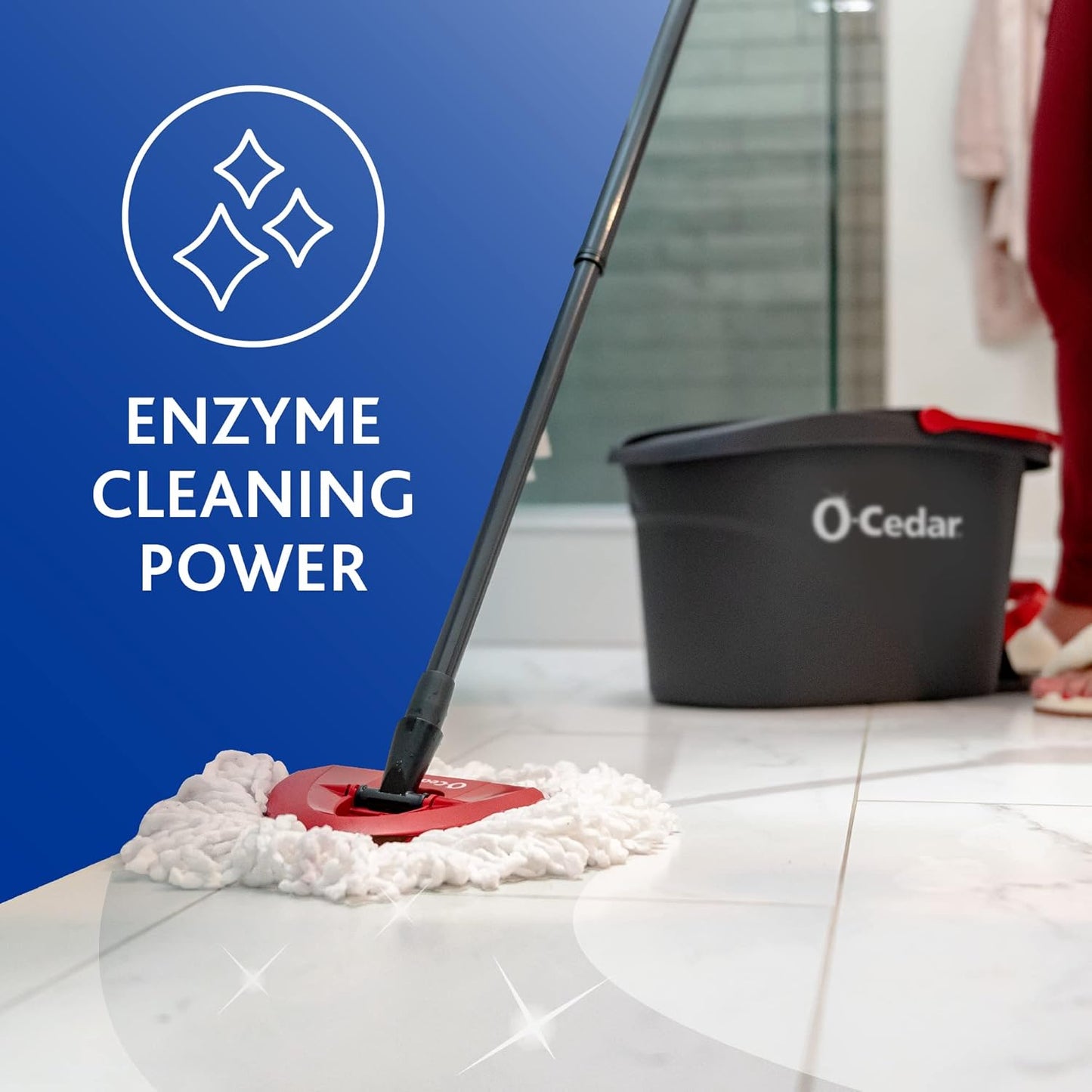 O-Cedar EasyWring Microfiber Spin Mop, Bucket Floor Cleaning System, Red, Gray + O-Cedar PACS Hard Floor Cleaner, Crisp Citrus Scent
