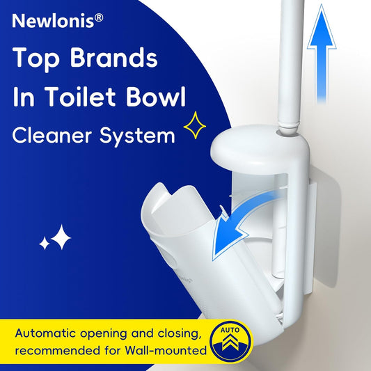 Newlonis® Disposable Toilet Brush with 32 Refills, Wall-Mounted Toilet Bowl Cleaning Wand, Toilet Brush and Holder Set