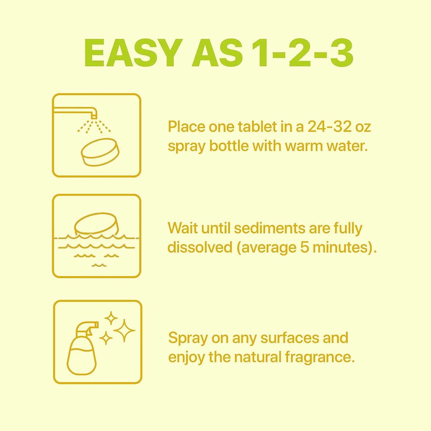 Nune Multi-Purpose Cleaner Refills - All Purpose Cleaning Tablets 6 Pack - 144 fl oz total (24 fl oz each) - Shower, Counter, Floor, Furniture, Bathroom - Non-Toxic and Effective - Lemon Fragrance